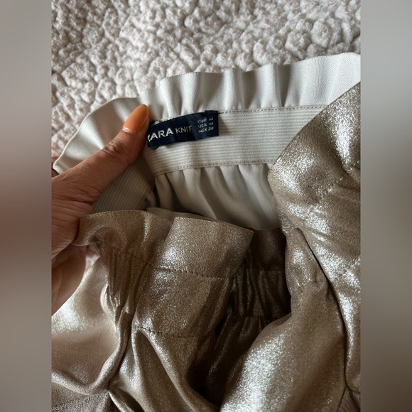 Zara Faux Leather Skirt - Gold/Silver - Picture 3 of 11